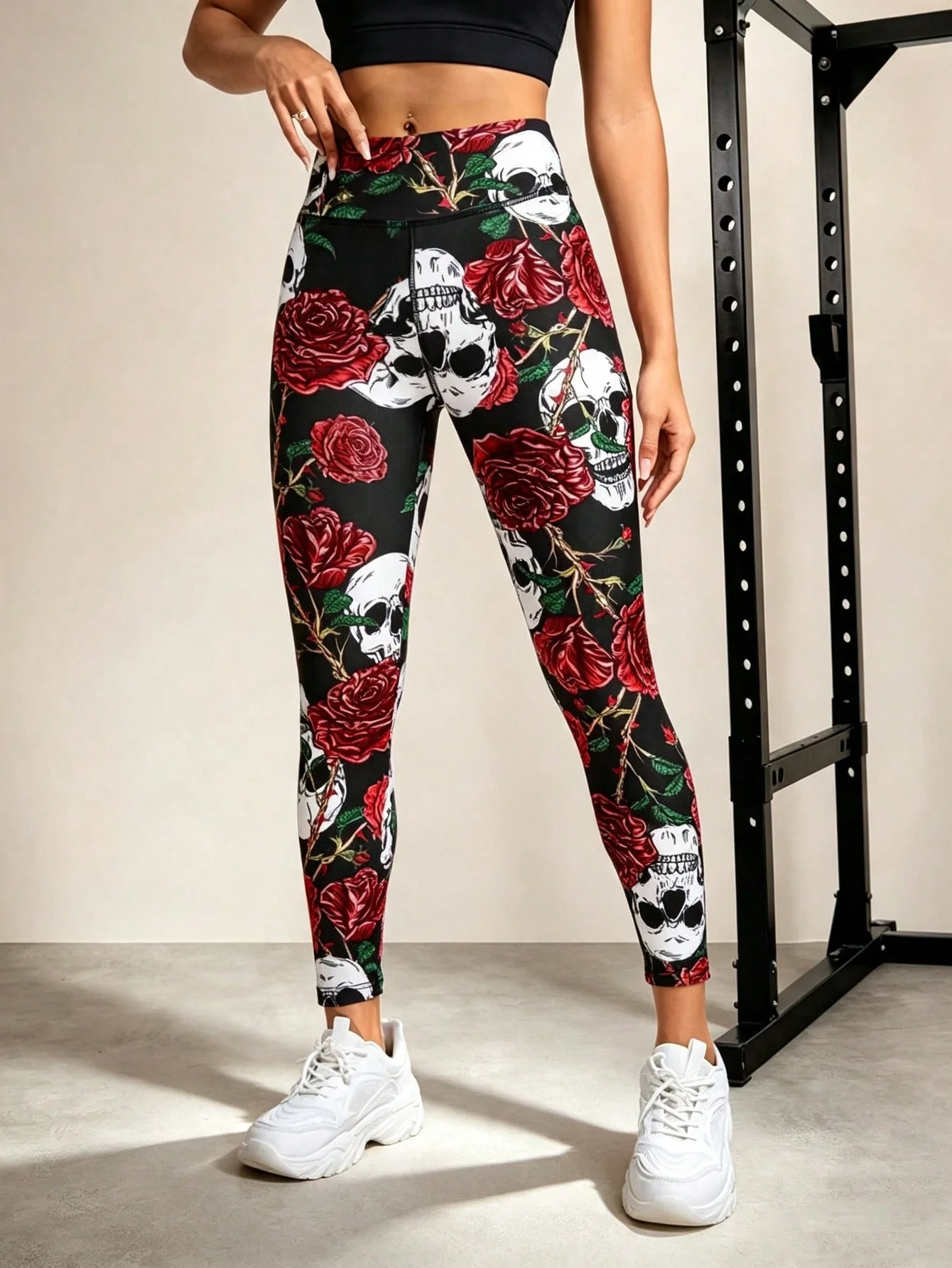 Halloween High waistrd Leggings Fitness Slim Women's colorful skull mas Legging, Sexy Fashion Stretch Digital Print Trousers