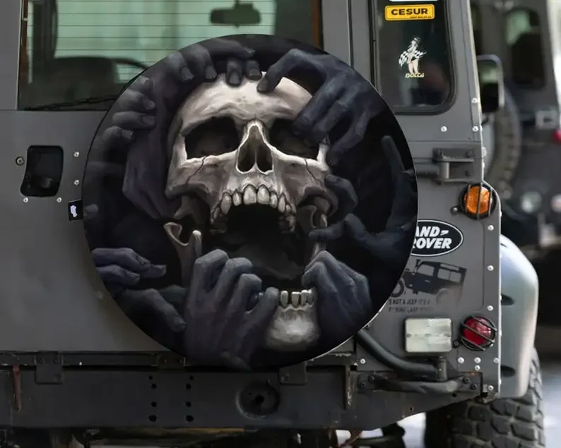 Skull Spare Tire Cover, Sugar Skull Lover Spare Tire Cover For , Car Accessories, Funny  gifts, Backup Camera or Not - G