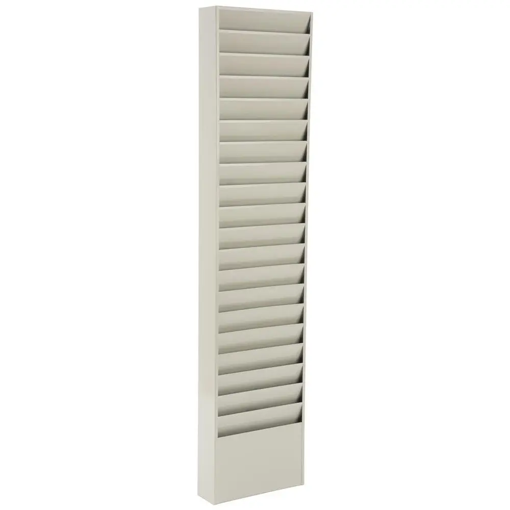 Folder Wall Rack, 20 Pockets, Tiered, Office and Medical Charts Putty, Powder Coated Steel