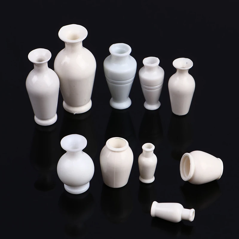 5Pcs 1/12 Dollhouse Miniature Accessories Mini Ceramic Flowerpot Simulation Vase Model for Doll House Decoration