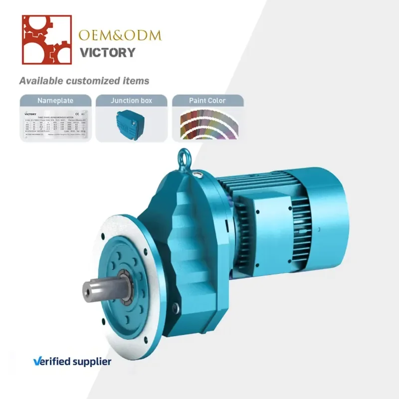【2026 Factory Direct】 R Series Coaxial 5 15HP Electric Reduction Helical Gear Motor Speed Reducer Gearbox
