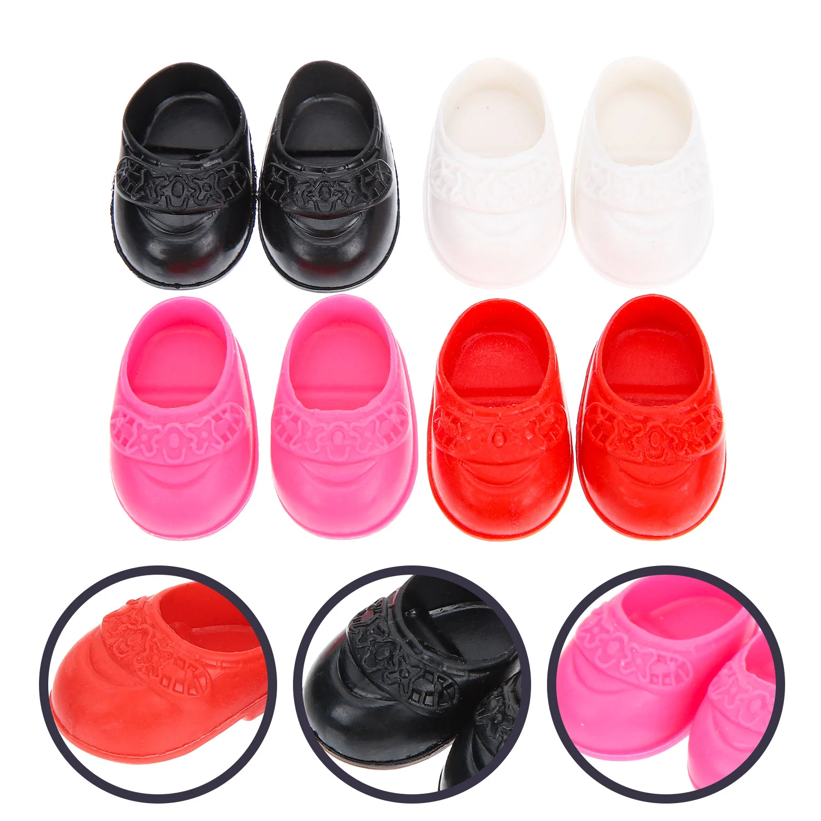 4 Pairs Flat Shoes Baby Dolls Miniature Exquisite Toy Making Accessories Playset Plastic Ornaments Adornment Child