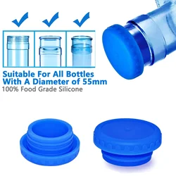 Water Jug Caps 5 Gallon Reusable Silicone Strong Sealing no Spill Top Lid Cover 55mm Bottles for Outdoor & Kitchen