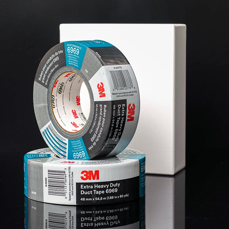 3m-6969-cloth-base-tape-silver-gray-waterproof-pipe-repair-tape-black-floor-wall-3m-cloth-tape