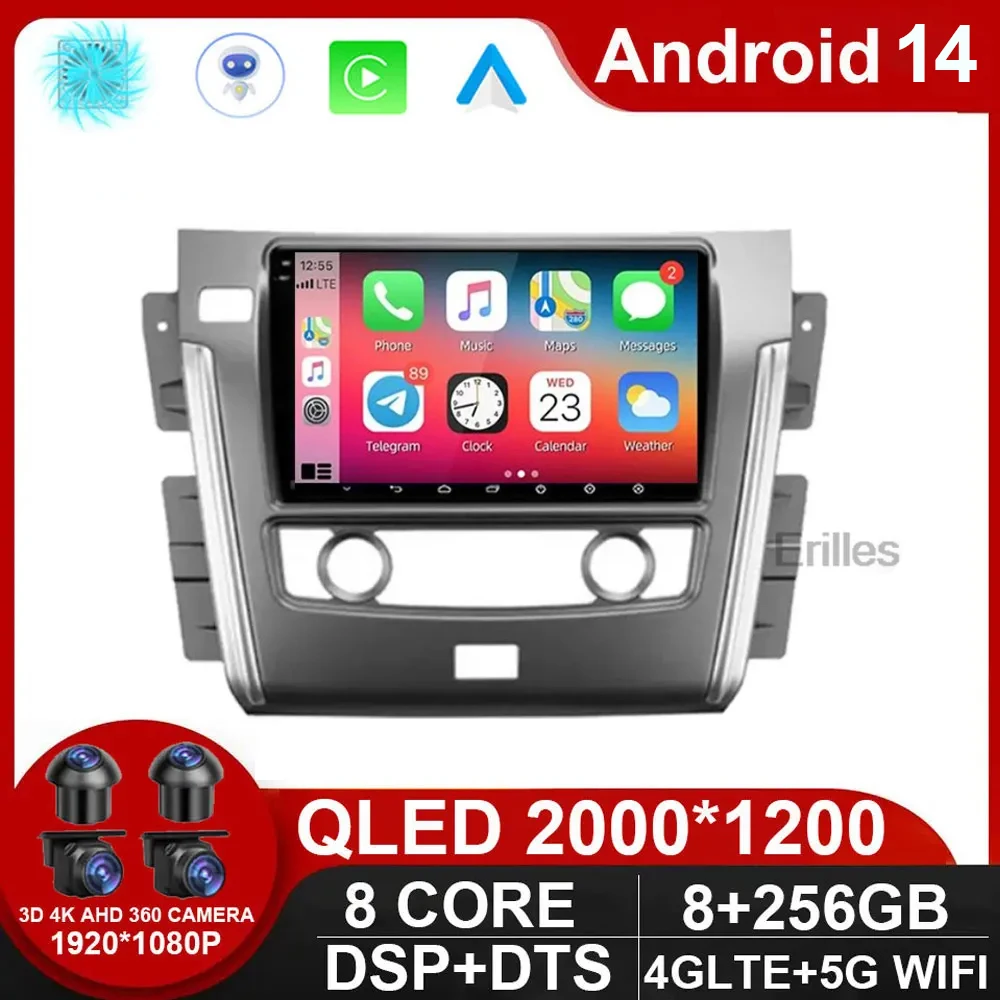 Android 14 Auto Car Radio Video Autoradio Multimedia Player For Nissan Patrol Y62 2010 - 2020 Navigation GPS Head Unit Carplay