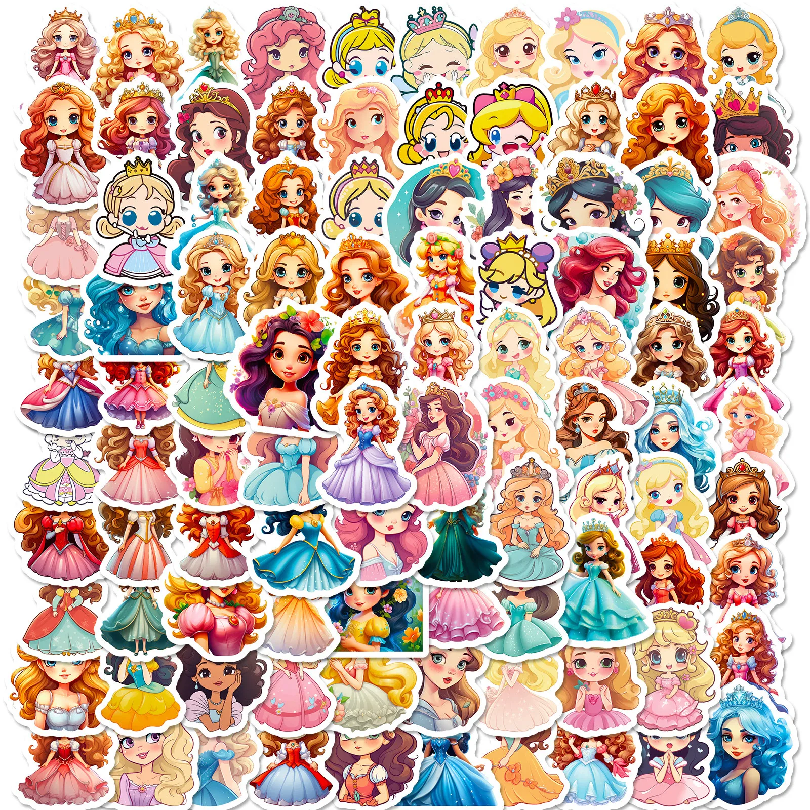100 stickers 4 pieces/pack, big collection of cute princess series, DIY reward stickers for children's little princess