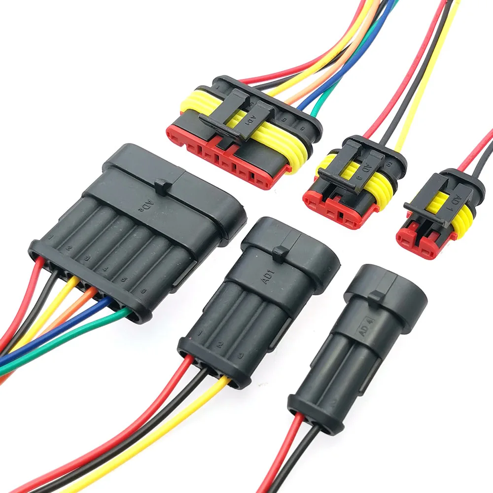 

1set AMP 2P 3P 4P 5P 6P Way Waterproof Electrical Auto Connector Male Female Plug Socket with Wire Cable harness For Car Motorcy