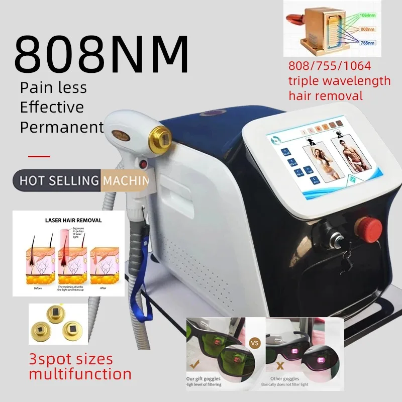 

2023 NEW High Power Epilator 3 Wavelength 808nm Diode Laser Hair Removal Machine Suitable For All Skin Hair Removal Machine