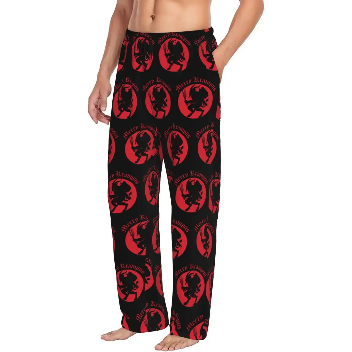 

Custom Merry Krampus Horror Christmas Men Pajama Pants Lounge Sleep Sleepwear Bottoms with Pockets