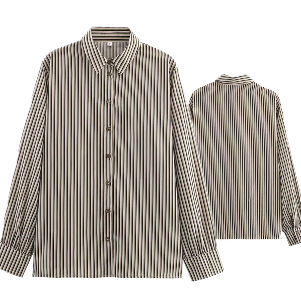 

Maxdutti 2026 Autumn Spring Long Sleeve Minimalist Vintage Striped Shirt For Women Tops Shirts & Blouses Woman Clothes Tops