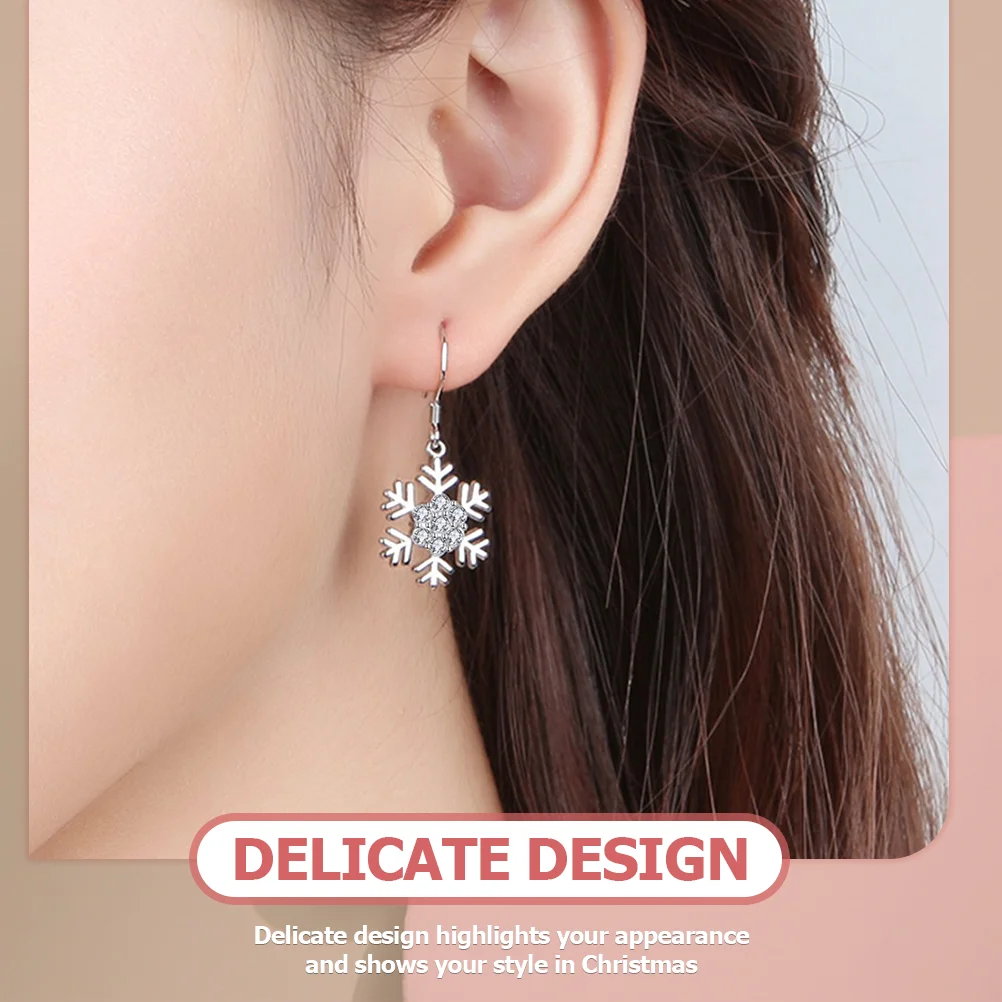 

1Pair Snowflake Earrings Chic Christmas Drop Dangle Earrings for Women Party Jewelry Gift Christmas Jewelry Ear Dangle