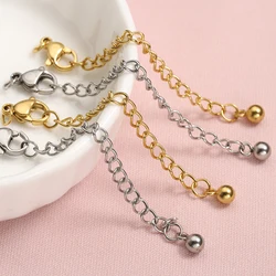 No Fade 10pcs 5pcs Stainless Steel Extension Chain Extended Connector Ball Tail Chain for Bracelet Necklace Jewelry Making DIY