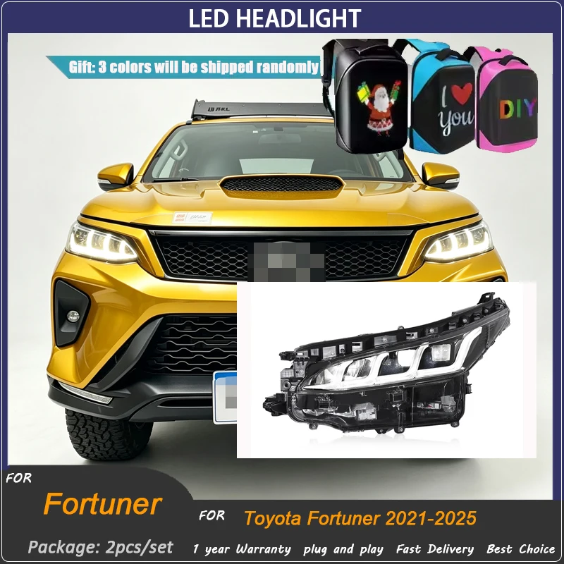 Car Lights For Toyota Fortuner Headlight 2021-2025 Upgrade LED Projetor Headlamp Daytime Running Light Automotive Accessories