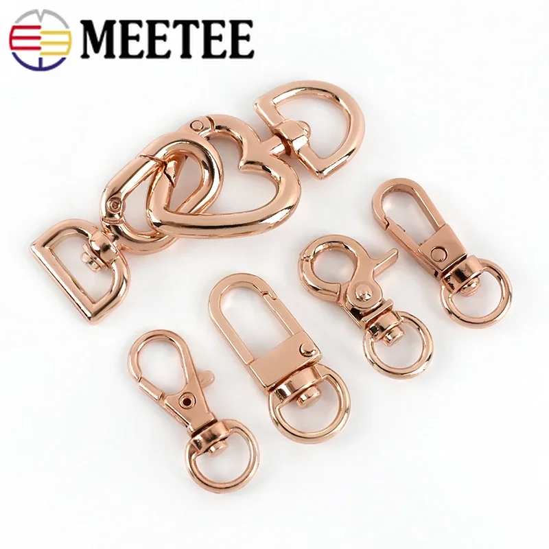 Meetee 10pcs Rose Gold Keychain Hook Metal Lobster Clasp Chain Strap Hang Buckle DIY Key Pendant Clip Hardware Accessories image 4