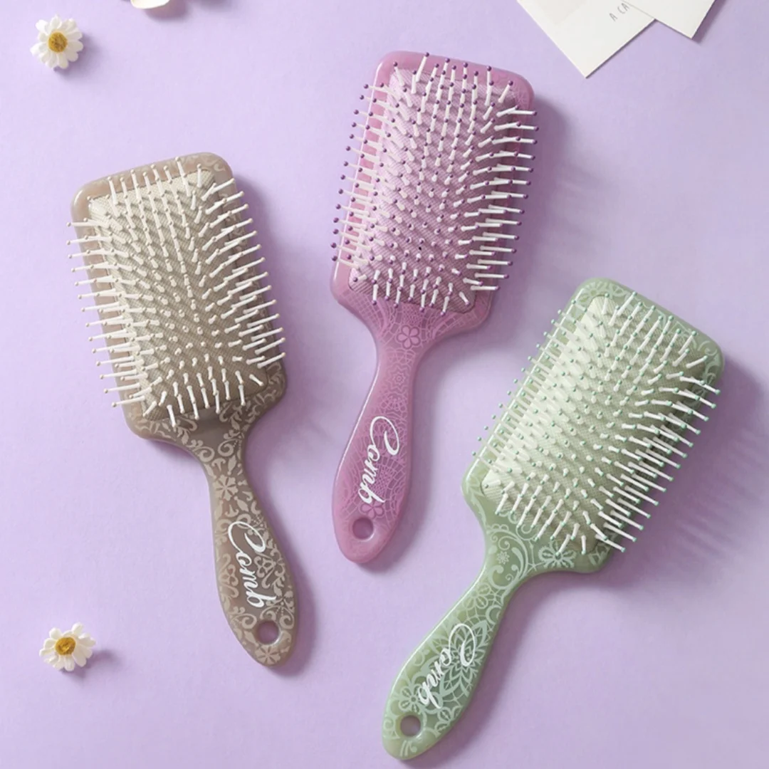 Square air cushion comb, home printed massage scalp airbag comb, fluffy styling without knotting hair comb