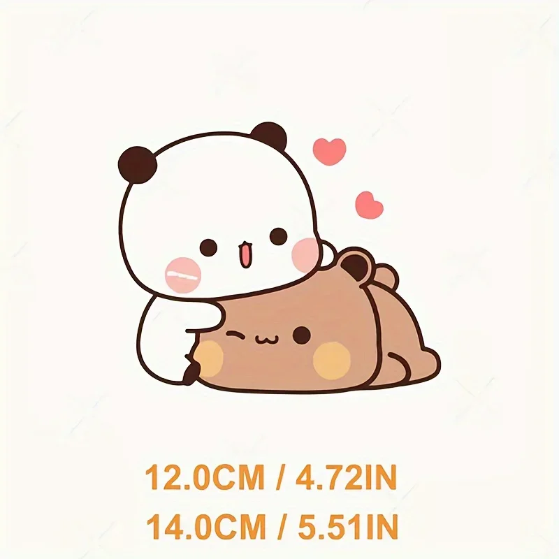 1개 팬더 & 곰 하트 스티커 - 스케이트보드, 노트북 및 휴대폰 케이스용 귀엽고 따뜻한 사랑스러운 분위기 - 탈부착 가능한 트렌디한 장식