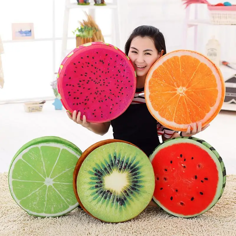 Fruit Pillow Cushion Garden Chair Cover Floor Fruit Shape Round Kiwi Orange Lemon Watermelon Seat Cushion Sofa Pillows for Home