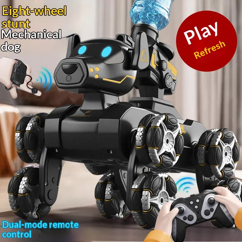 

New eight-wheel stunt mechanical dog drift transforming climbing remote control car with water blaster spray and camera.