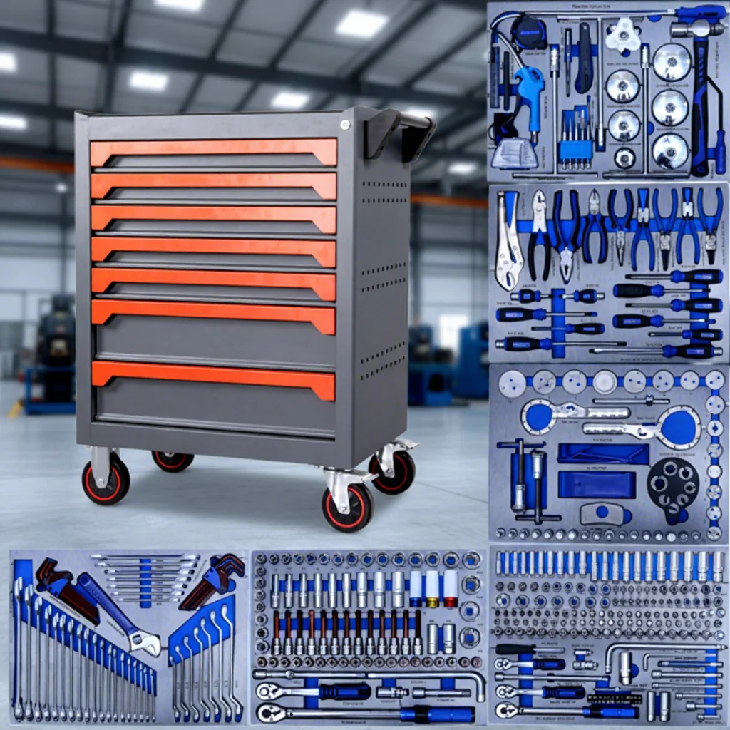 

Professional Drawer Cabinet With Comfort Handle With Tools Factory OEM Large Capacity Tool Storage Cabinet 424 Pcs Tool Cabinet