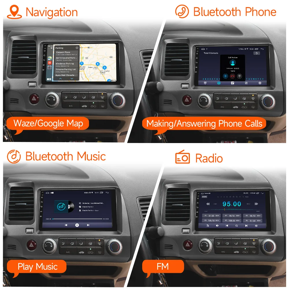 JIUYIN Android 12 Multimedia Car Stereo Radio For HONDA CIVIC 2006 2017 2018 2019 to 2011 Carplay ​Player 4G Autoradio