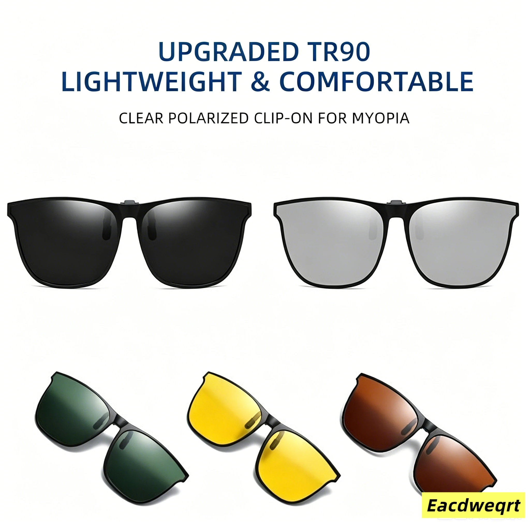 Polarized Clip On Sunglasses Men Car Driver Goggles Night Vision Glasses Anti Glare Vintage Square Eyewear UV400 Oculos view 2