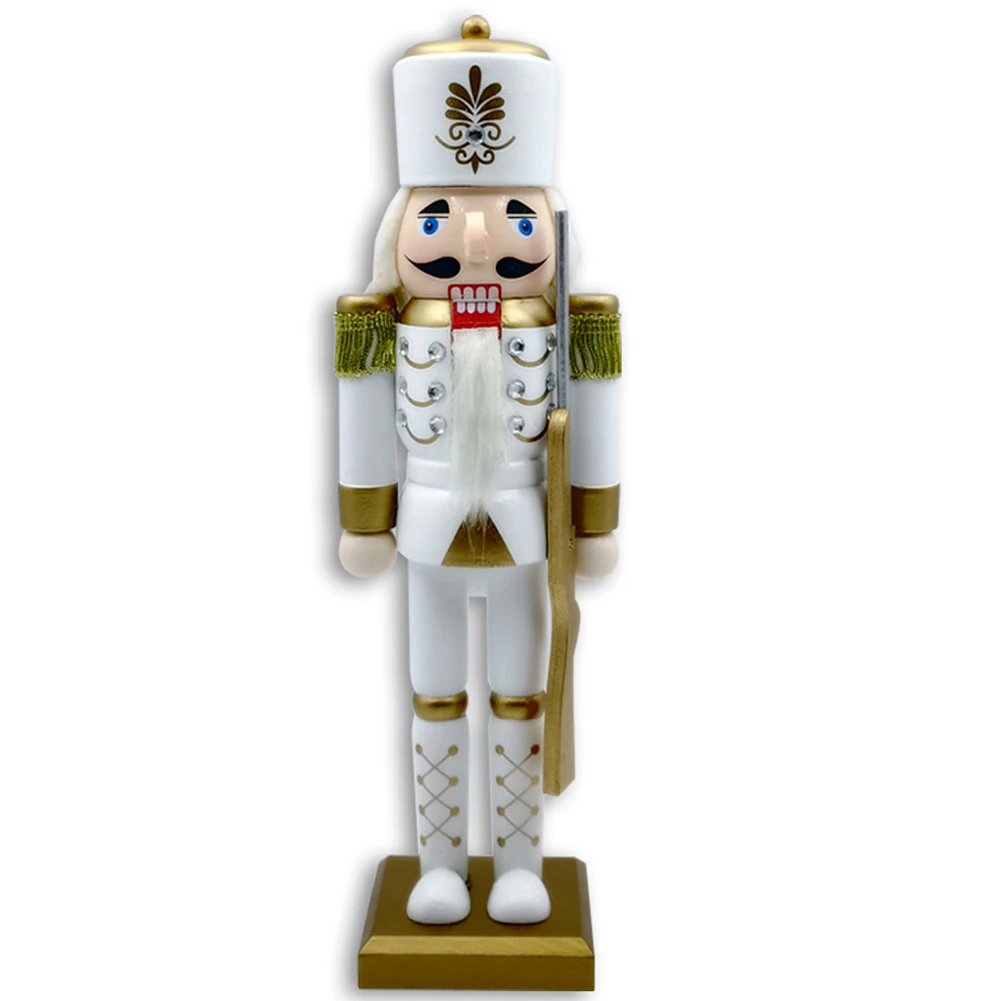 30*10*8CM White Gold Wooden Christmas Nutcracker Desktop Ornaments Decoration Christmas Home Decoration Products