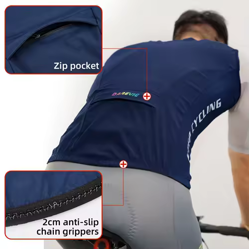 DAREVIE Cycling Vest Windproof Cycling Wind Gilet Waterproof 2 Way Zippers Cycling Windbreaker Back Zipper Pockets Men Women - Image 6