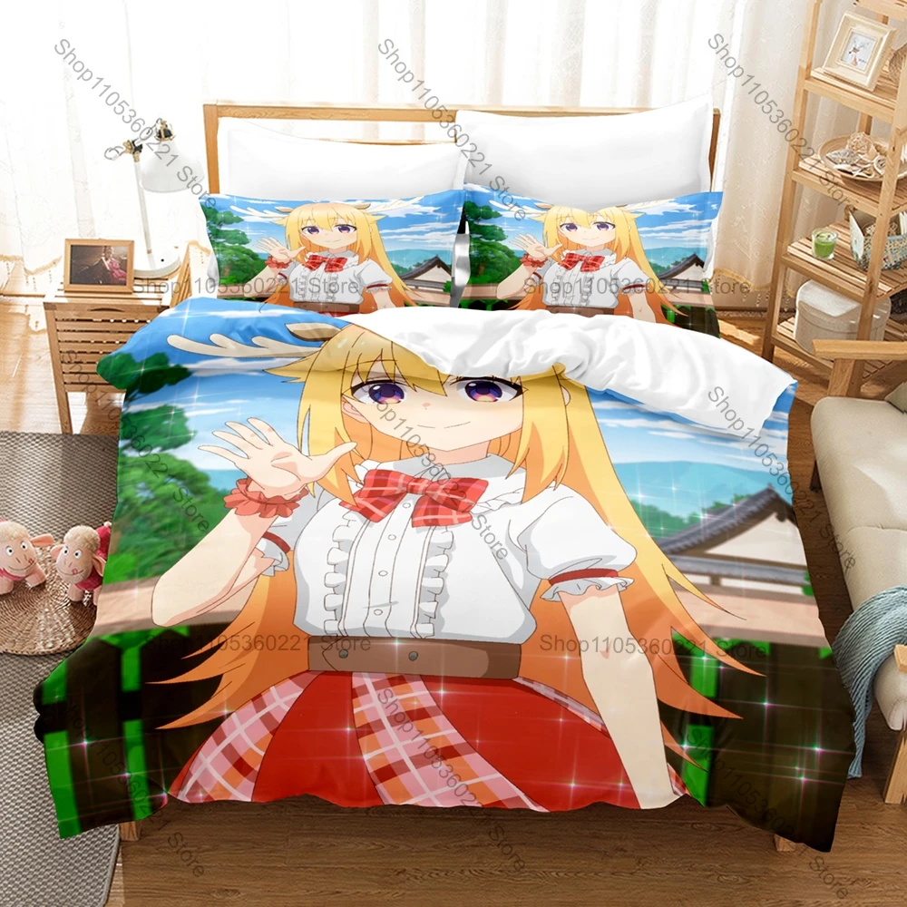 Whimsical Sailor Uniform Antler Girl Graphic My Deer Friend Nokotan Anime Bedding Set Duvet Cover With 2 Pillowcases Youth Decor