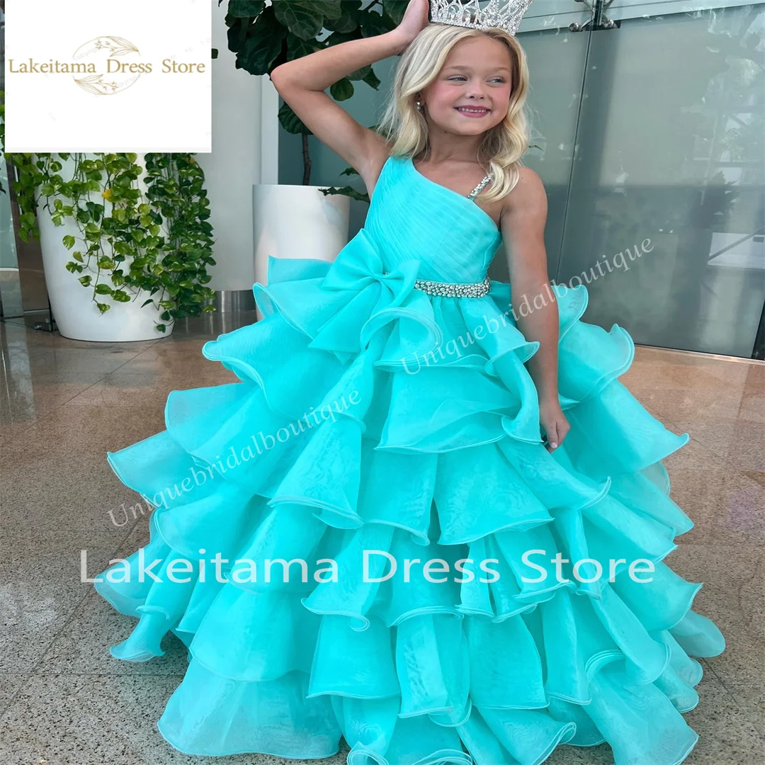 

Crystals Beading Straps Layer Organza Little Kid Birthday Formal Party Gown Infant Toddler Teens Tiny