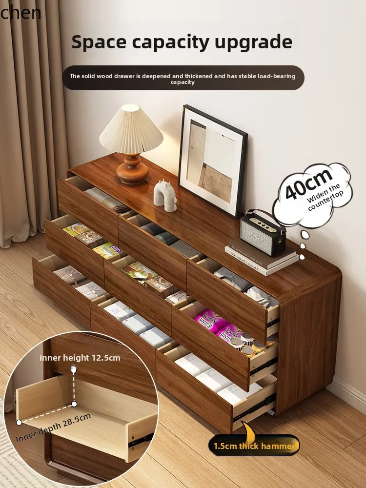

ZML bedroom chest master bedroom bedside nine chest chest solid wood frame living room storage wall drawer cabinet