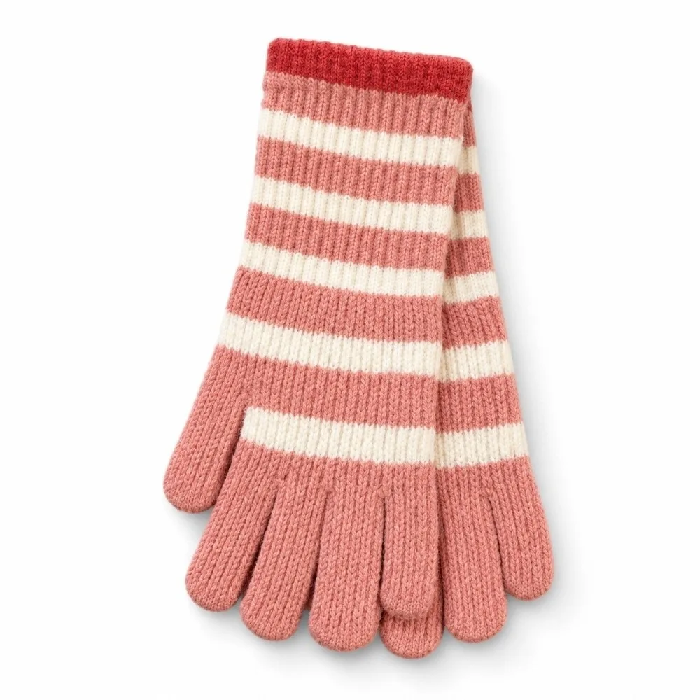 1 Pair Colorful Striped Knitted Gloves Lengthened Touchable Screen Full Fingered Gloves Warm Thickened Winter Women's Gloves