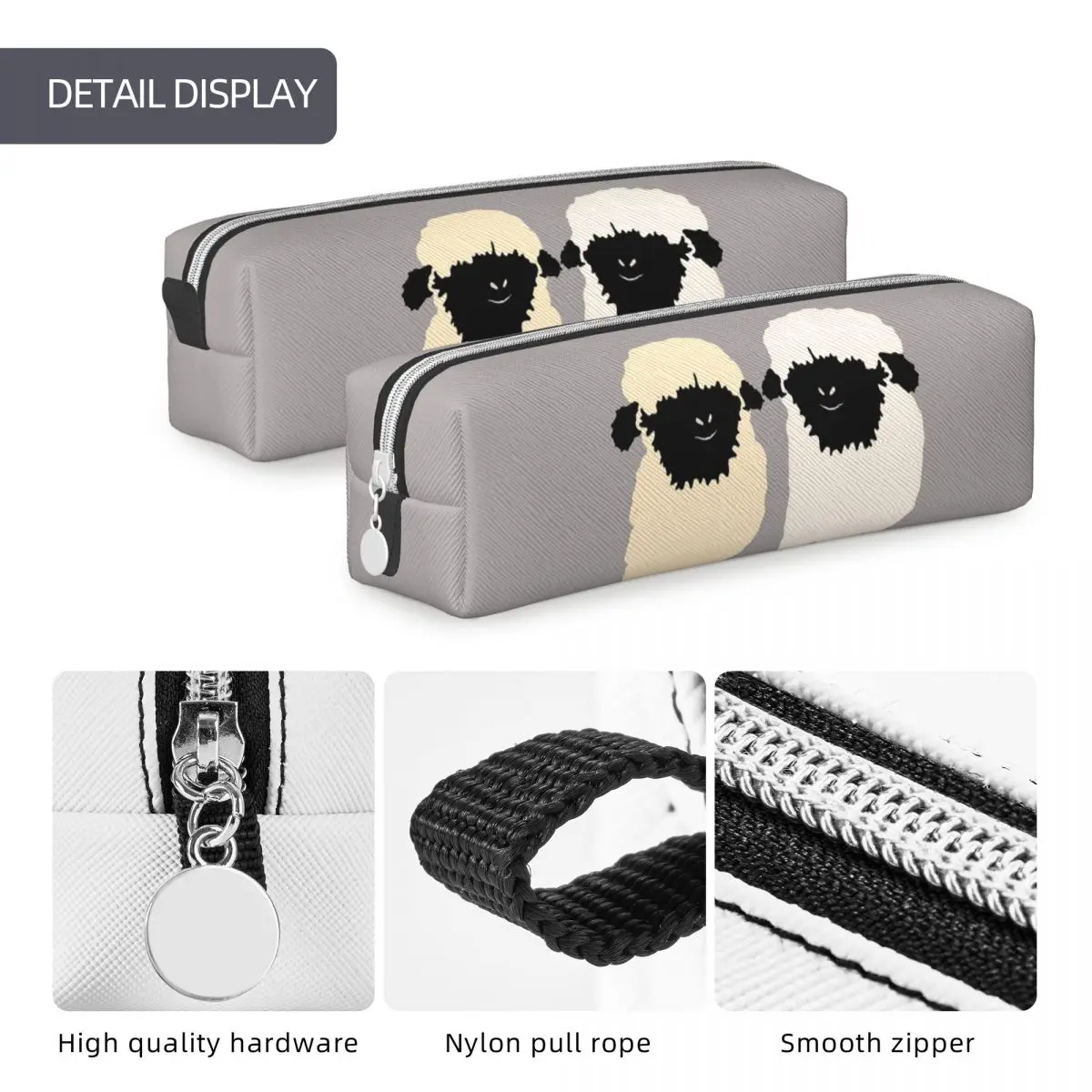 حافظات أقلام رصاص من Valais Black Nose Sheep Friends، صندوق أقلام للأولاد والبنات والطلاب، حقيبة أقلام رصاص وحقيبة مستحضرات التجميل