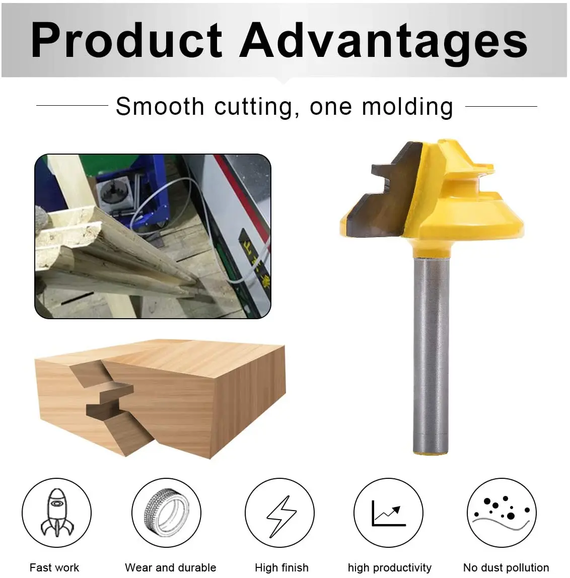45 Độ 1/4 Inch * 1-3/8 Vít Khóa MITRE Router Bit Tenon Xay Cắt Cho Gỗ Dụng Cụ Cắt dụng Cụ Cắt