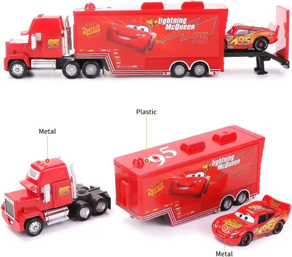 Disney Pixar Cars 3 Gift Set Lightning McQueen 1:55 Metal Diecast Car Model Mack Uncle Truck Boy Christmas Birthday Gift Toy Boy