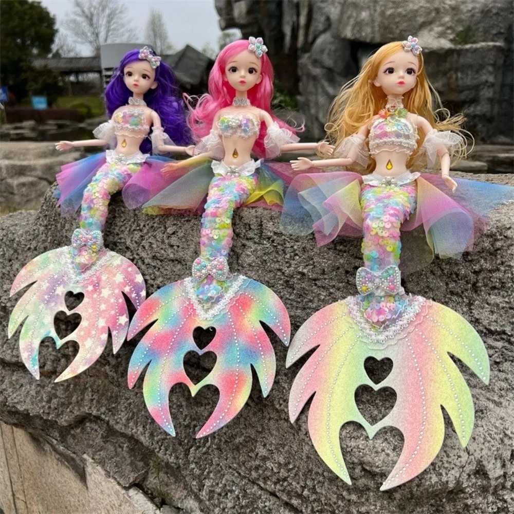 Sparkly Sequin Mermaid Princess Doll Vibrant Colors Tulle Skirt Fashion Doll Mermaid Tail Design Princess Dress Up