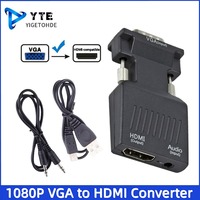 YIGETOHDE VGA to HDMI Converter 1080P with Audio Support Male to Female Adapter for PC Laptop Display VGA TO HDMI-Compatible