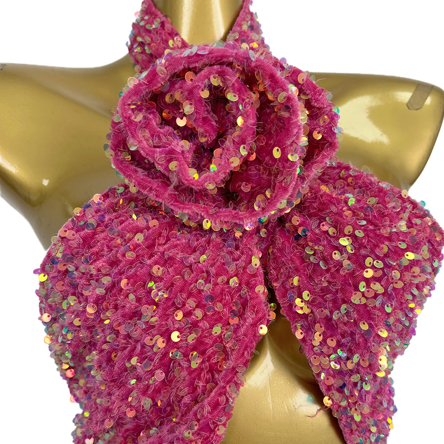 

Sparkly Sequins Backless Pink Mini Feathers Dress Women Sexy Celebrate Birthday Party Dress Club Performance Costume Fenqiangwei