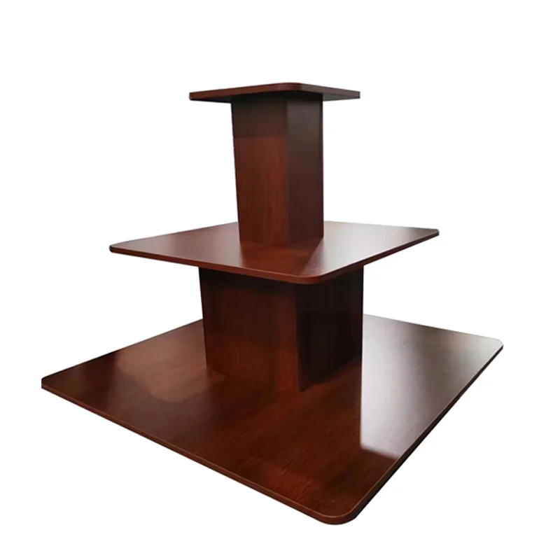Custom.HIKUYA Factory Wholesale 3 Tier square Table Wood Retail Display Table for Jewelry Clothes Store