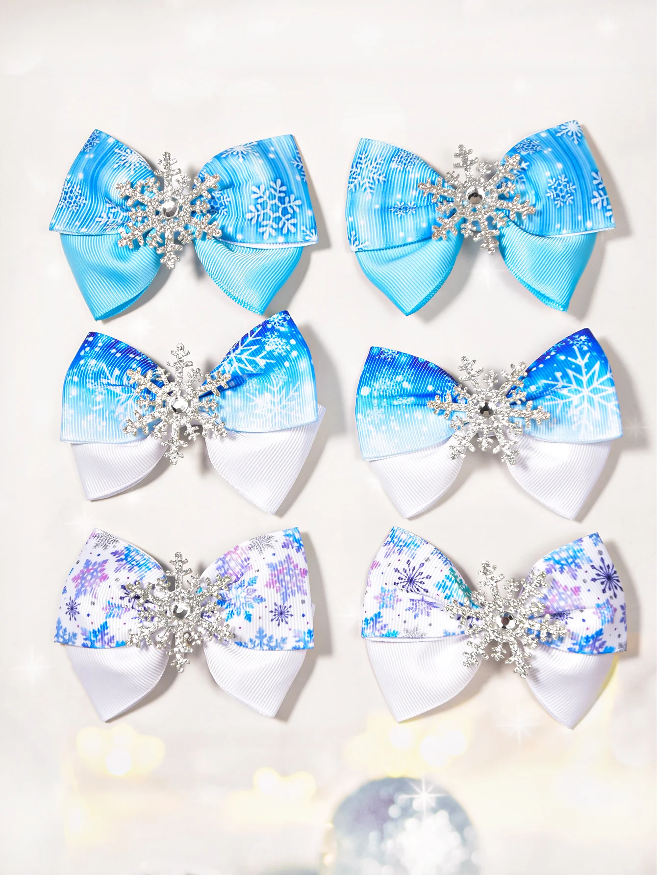 Juego de horquillas de 2 piezas con lazo de cinta Frozen Aisha, copo de nieve