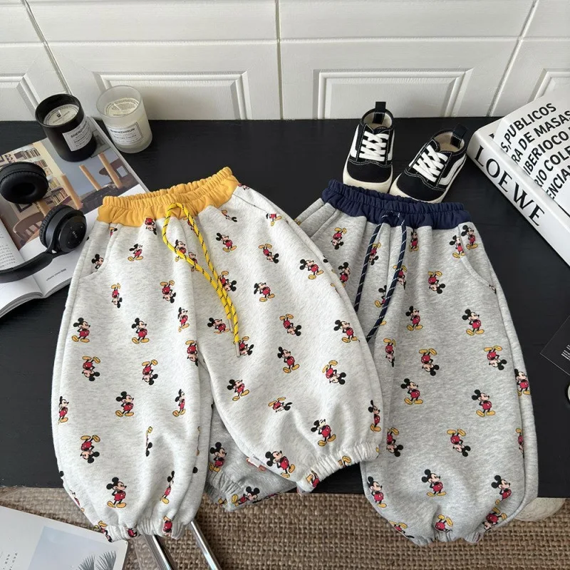 

Children's Mickey Full Print Pants Boys Girls New Style Small Medium Sized Children Baby Cartoon Spring Autumn Disney Sweatpants