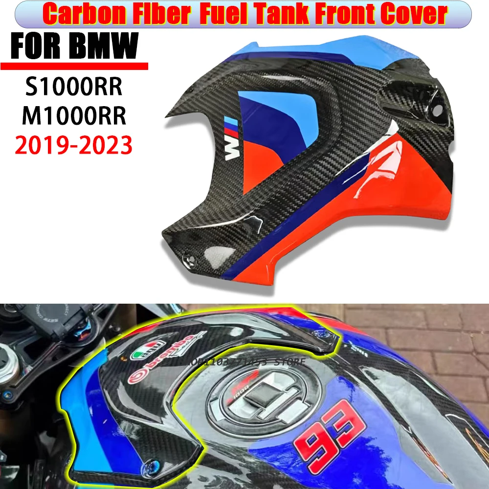 

Motorcycle Carbon Fiber Fuel Tank Front Cover Protectors For BMW S1000RR M1000RR 2019-2024 S1000R M1000R Accessories With M Logo