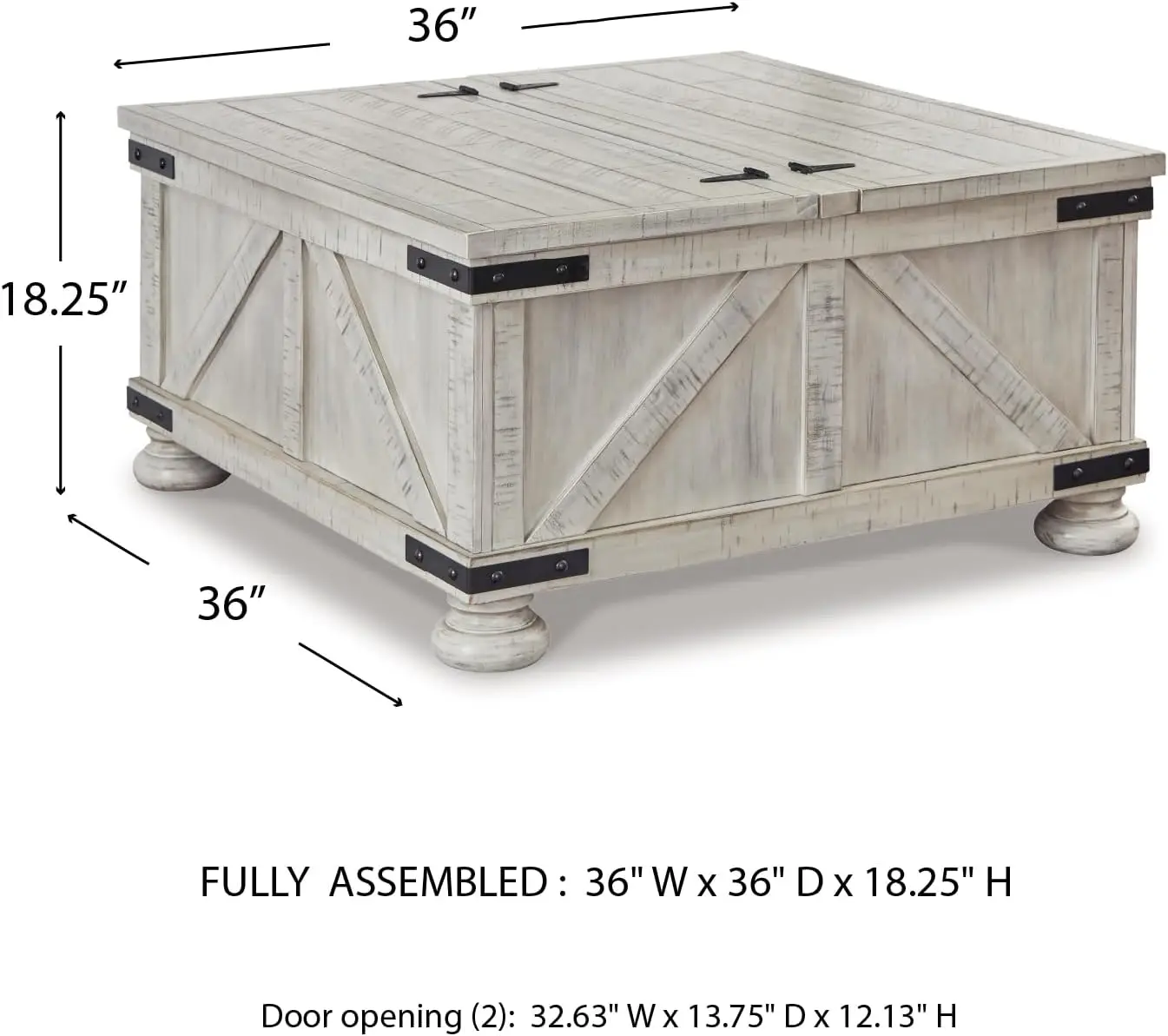 Carynhurst Casual Cocktail Table with Storage, Whitewash