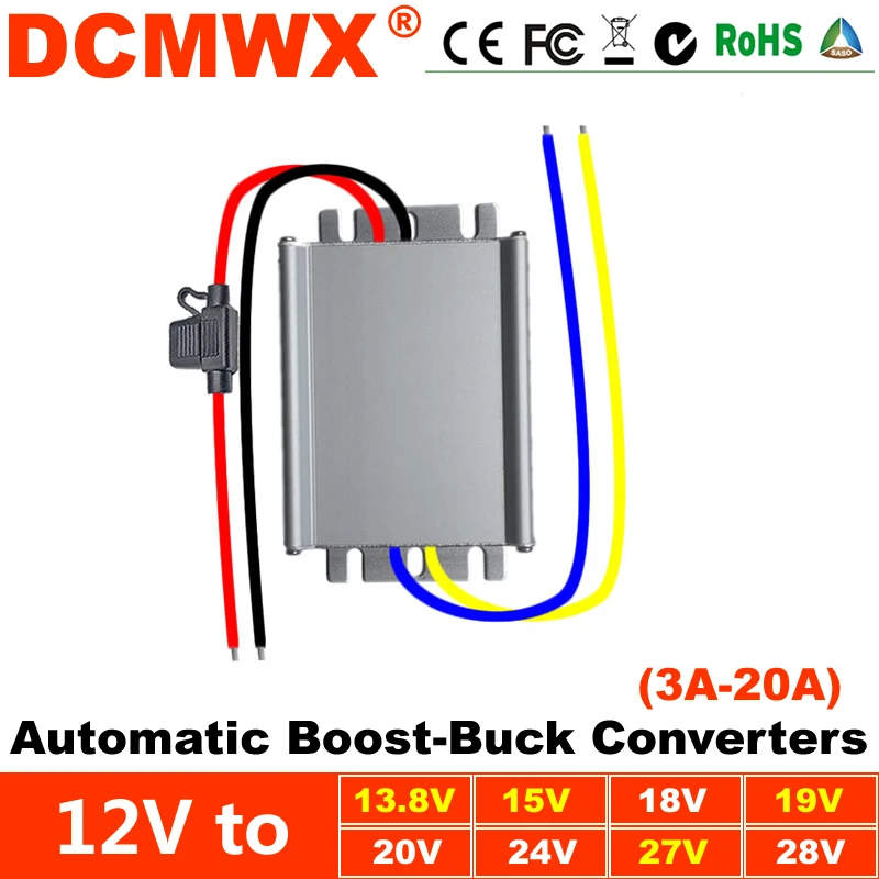 DC-DC 12v boost to 24v 13.8V 15V 19V 20V 27V 28V 30V Step Up  Power Converter 12 volts to 24 volts Voltage Regulator 5A 10A 15A