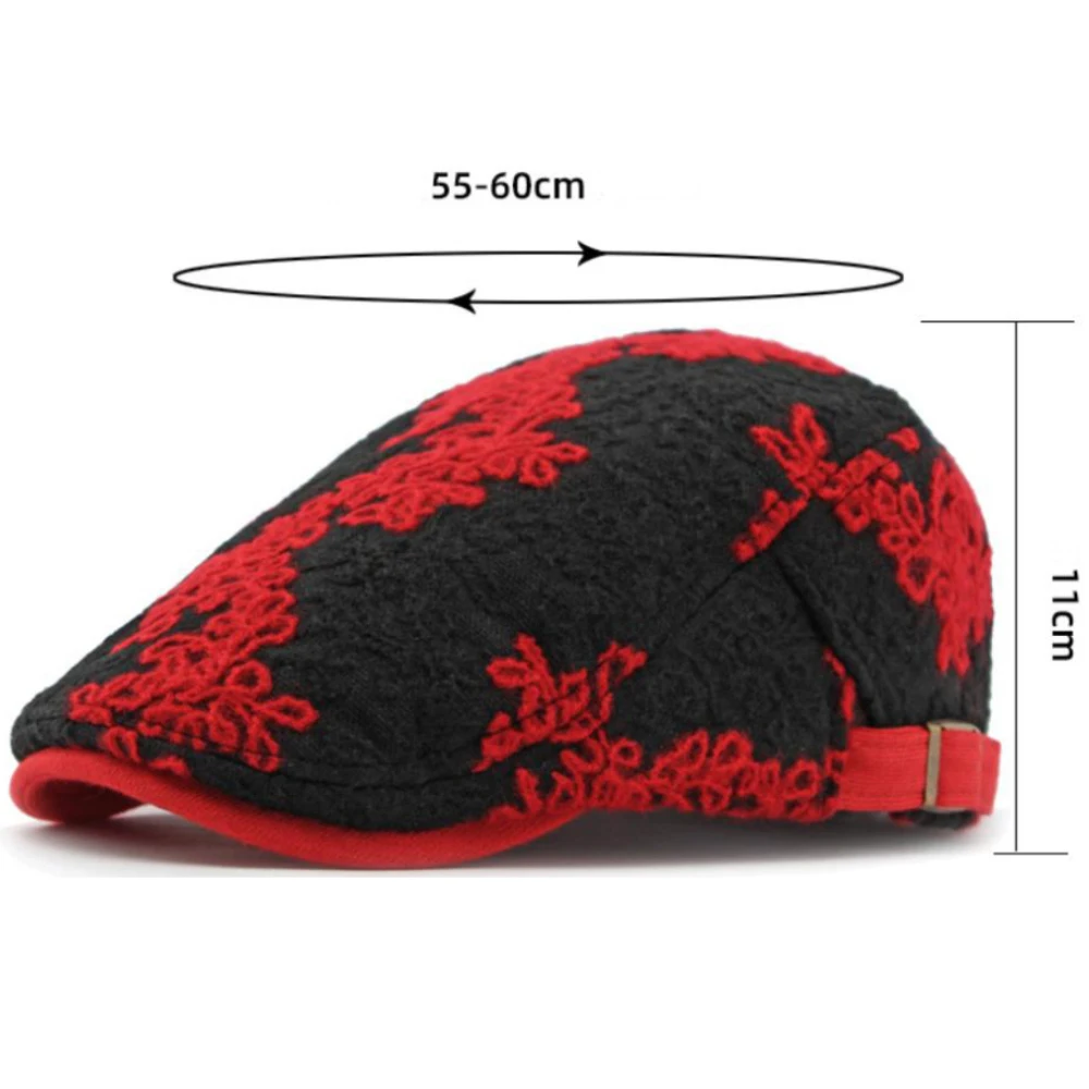 HT4609 Baskenmützen für Männer und Frauen Vintage Blumenmuster Künstler Maler Baskenmütze Unisex Verstellbare Ivy Flachmütze Herbst Winter Strick-Baskenmütze – Detail 1