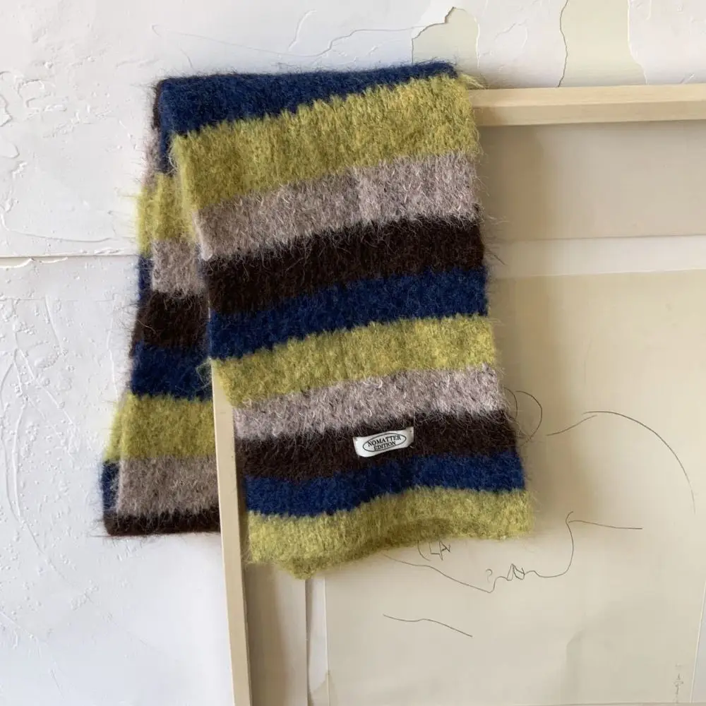 Classic Preppy Style Plaid Wool Scarf Thicken Stripe Scarf Korean Style Warm Winter Cashmere Scarves Girl
