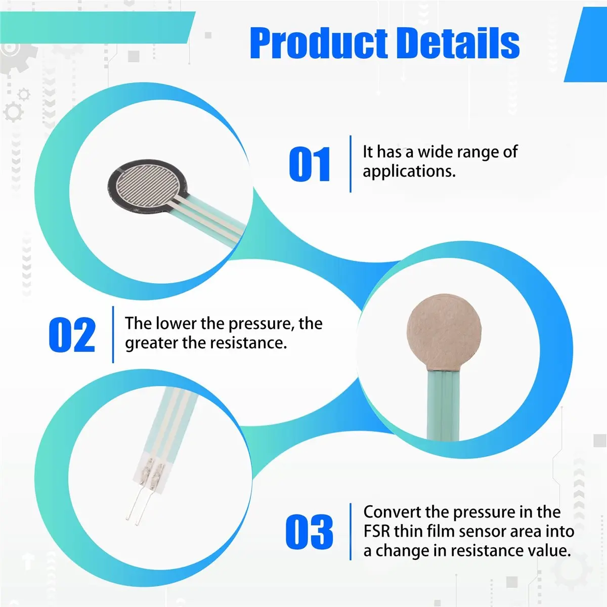 ABQX FSR402 Resistive Thin Film Pressure Sensor Pressure Switch Long Tail Force Sensitive Resistor
