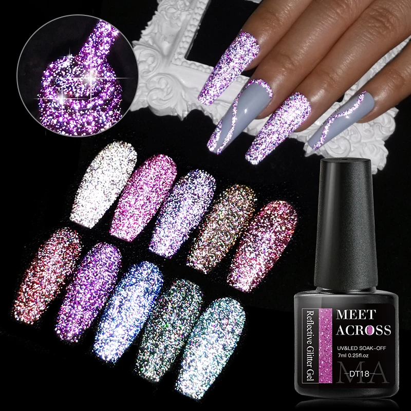 6Pcs Glitter Nail Gel Polish Set Popular Colors Summer Semi Permanent Soak Off UV Varnish Nail Supplies Kit Nail Art Manicure