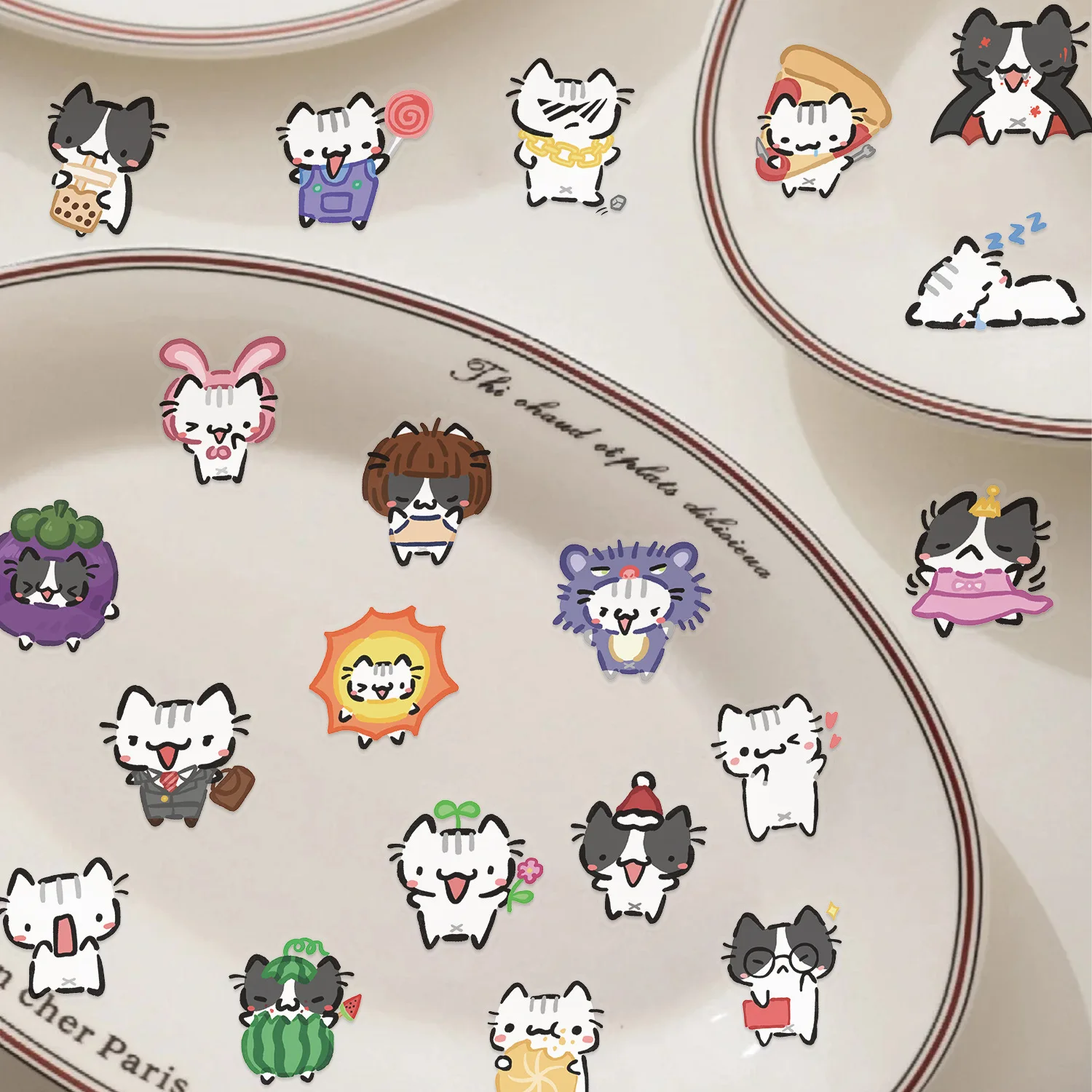 

10/30/54PCS Cute Kitten Funny Meme Cat Stickers Personalized Creative DIY Guitar Phone Water Cup Skateboard Transparent Decals