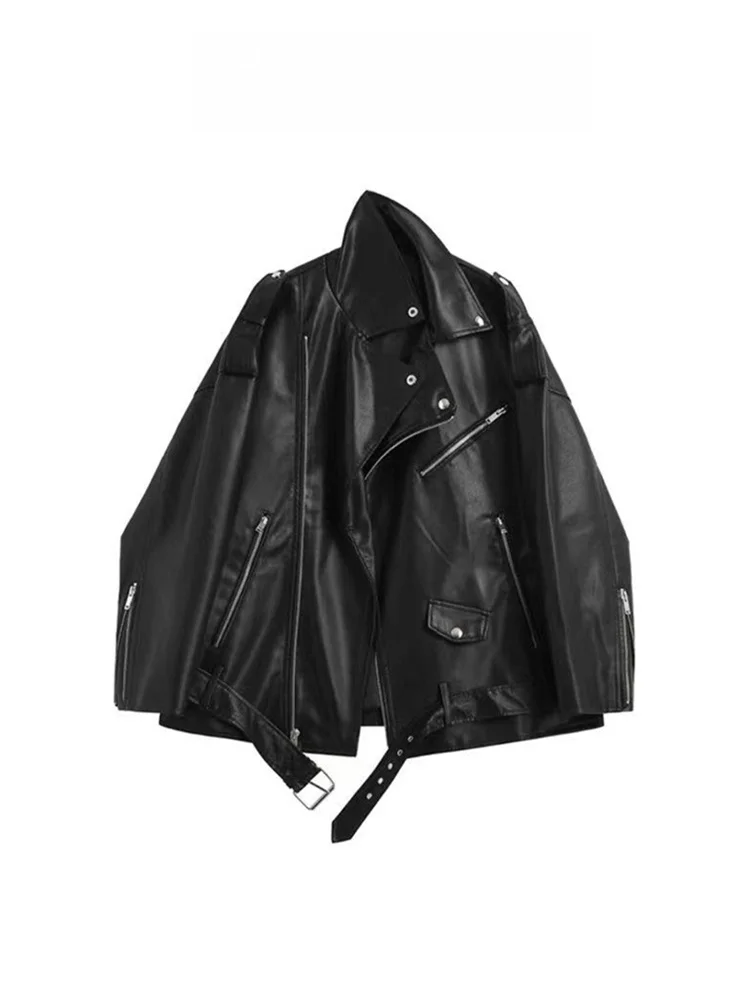 Leren jas dames herfst 2026 nieuwe high-end motorjas met revers PU leren jas Spicy Girl