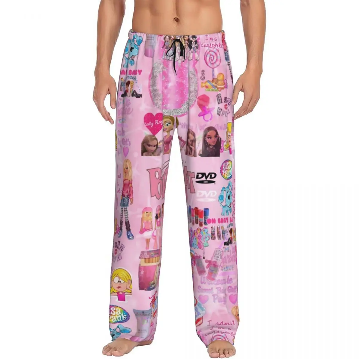 Männer ästhetische Collage Pyjama hose individuell bedruckte Cartoon Manga Anime Schlaf Nachtwäsche Hosen mit Taschen